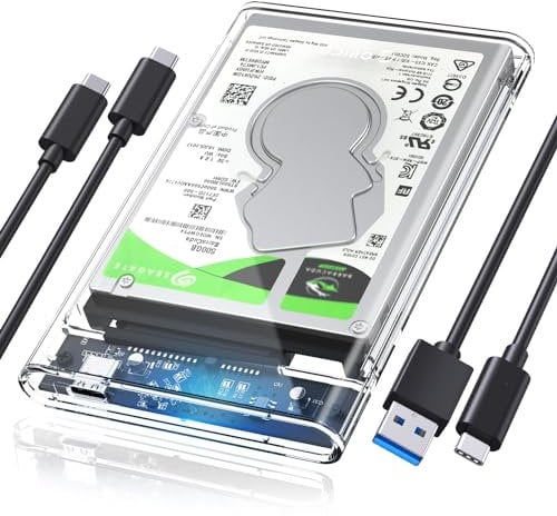 ORICO 2,5 USB C Externes Festplattengehäuse, USB 3.1 Gen2 auf SATA 3.0 6 GBP/s für 7mm und 9,5 mm 2.5 Zoll SATA Interne HDD und SSD, Werkzeugfreie Montage, UASP Beschleunigung(2139C3-G2)