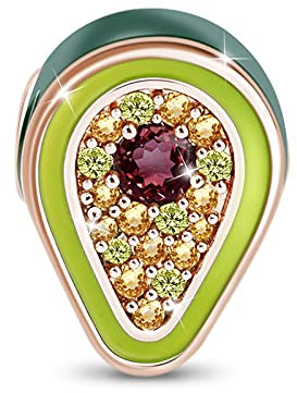 GNOCE 925 Sterling Silber Grüne Avocado Charm Perle mit Zirkonia Stein passend für alle Armbänder und Halsketten Schmuck Geschenk für Fruchtliebhaber Ich liebe Avocado