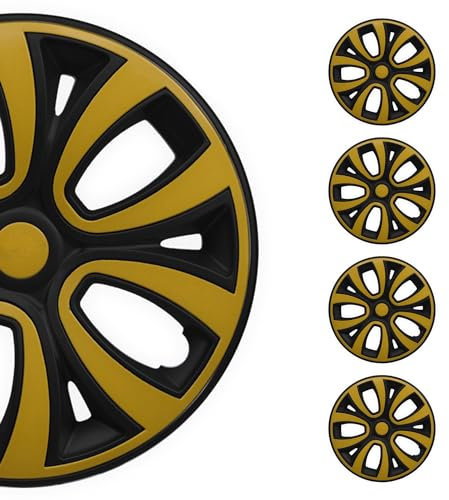 OMAC 4X Radkappen Radzierblenden Radblenden 16 Zoll Stahlfelgen Glänzend Schwarz-Gelb