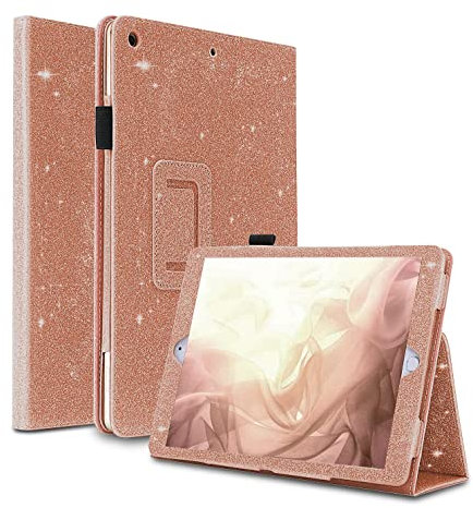 FANSONG Funda iPad 9ª Generación 10,2 2021 Brillantina Cuero Apple iPad 8ª/7ª Gen (2020/2019) Protectora Carcasa con Soporte Portalápices y Auto-Sueño/Estela para Niñas Chicas