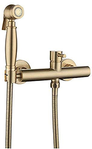 SLRMKK Hand-Bidet-Sprühgerät, Hand-Bidet-Bidet-Wasserhähne Sprühduschkopf Bad-Toilettenadapter-Schlauch-Kit - Bidet-Waschmaschine gebürstet Gold Heiß- und Kalt-WC-Spritzpistole Flusher Booster-Dü