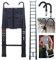 6.2M/20.35ft Aluminium Extension Telescopic Ladder Multi-Purpose Foldable Ladders and Roof Hook Portable Space-Saving EN 131 Certificate Max Load 150kg/330lb for Attic Loft - Black