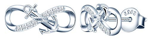 MicLee Anker Ohrstecker 925 Sterling Silber Zirkonia Einfach Damen Unendlichkeit Zeichen Infinity Ohrringe Ohrschmuck mit Geschenkbeutel,Super Weihnachten Geschenk