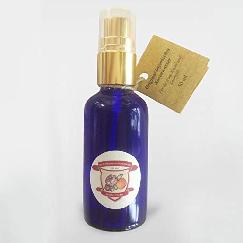 Original bayerisches Rosenwasser | vegan | natürliche Reinigung und Pflege für Haut und Haare | zum Kochen und Backen 50 ML