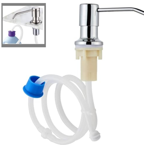 Tissting Dispensador de Jabón para Fregadero, Dosificador Bajo Encimera de Acero Inoxidable con Tubo Extensión 45 Pulgadas y Rotación 360° para Cocina y Baño