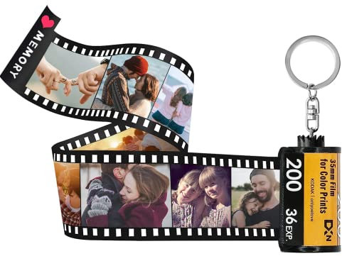 Personalised Keychain with Photo 10/15/20 Pcs, Colorful Picture and Text Custom Camera Roll Film Keyring Christmas Holiday Birthday for Woman Dad Mom