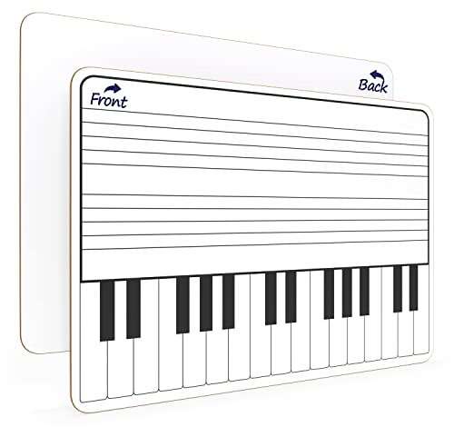 Whiteboard zum Üben von Tastaturen, trocken abwischbar, 27,9 x 35,6 cm, langlebig, tragbar, doppelseitig, Musik-Whiteboard für Kinder, Studenten, Musiker und Zuhause