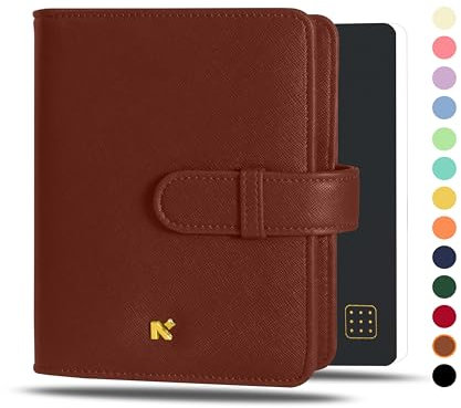 NEORAH — A6 Notebook SLEEVE with Loop + Dotgrid JOURNAL | Faux Leather Sleeve + Penloop | 2 Front 1 Back compartment | 4 Card Slots | 2 BookMarks | Gift Box— Fits any A6 Softcover Moleskine Hobonichi
