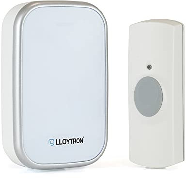 LLOYTRON® MIP System 3 Doorbell Kit with 32 Melody Plug-in Chime Receiver and Battery Operated Bell Push - 200m Wireless Range - Easy Set-up - Mains Powered Receiver - B7534WH - White