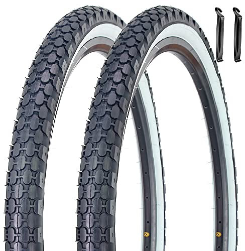 SIMEIQI 26 Zoll 2.125 Zoll Fahrradreifen (Paar, weiße Seitenwand, mit Reifenheber) für Beach Cruiser Bike