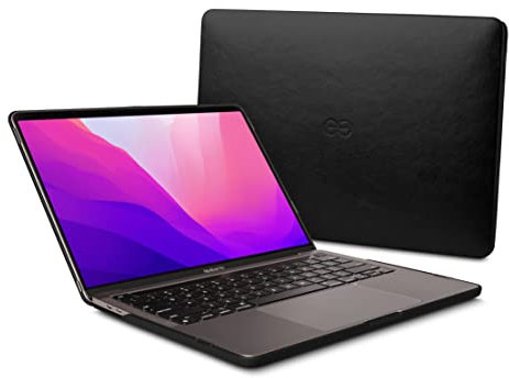 Dreem Euclid MacBook Pro Case - 13-Inch Laptop cover rigido per MacBook Pro 2018, pelle vegana di lusso, copertura superiore e inferiore per una maggiore protezione - Nero