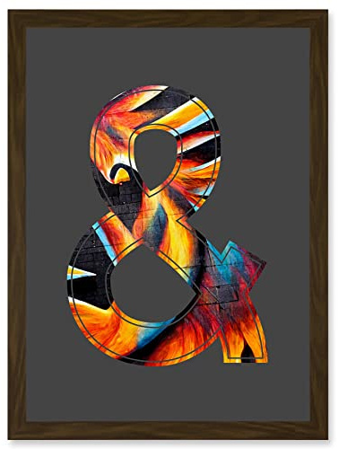 Wee Blue Coo Symbol & And Ampersand Sign Golden Bird Decorative Graffiti Mural Alphabet Initial Stencil Artwork Framed Wall Art Print A4