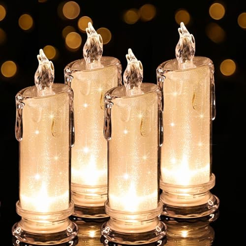 LED Kerzen, 7 cm X 18 cm Innen-Batterie Betriebene LED-Säule Kerzen, Elektrische Gefälschte Kunststoff-Kerzen, für Garten Hochzeit Weihnachtsdeko, Valentinstag und Party Deko, weiß, 4er-Set