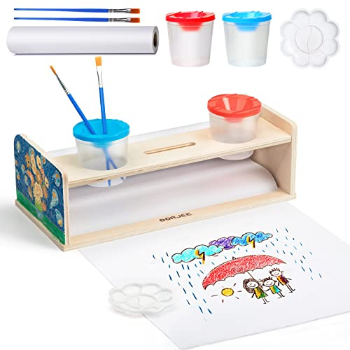Dorjee Papierrollenhalter aus Holz, mit 30,5 cm Rolle Papier-Set für Kinder, einfach auf der Tischplatte zu verwenden und Ihre Wand zu schonen