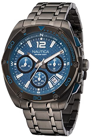 Nautica Men's Tin Can Bay Watch, Gunmetal/Blue/Silver, Modern