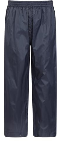 Mountain Warehouse Pakka Kids Waterproof Over Trousers - Taped Seams Rain Pants, Lightweight, Rip-Stop, Packaway Bag - for Autumn Winter, Walking, Travelling Navy Kids Size 2-3 Years