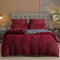 Damier Winter Plüsch Bettwäsche 220x240 Warm Rot Weinrot Grau Uni Einfarbig Cashmere Touch Bettbezug Set Flauschig Kuschelig Plüsch Bettwäsche 3 Teilig mit Reißverschluss und 2 Kissenbezüge 80x80 cm
