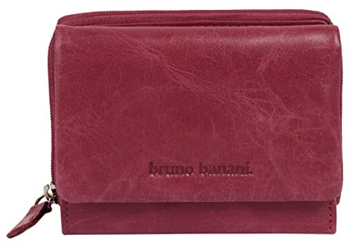 bruno banani Geldbörse Echt Leder Damen | RFID-Schutz, 4 Kartenfächer, kompaktes Portemonnaie, 1 Münzfach mit umlaufendem Reißverschluss, praktische Fächeraufteilung pink | 021753