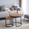 EGOONM 2er Set Couchtisch Rund, Satztische - Wohnzimmertisch Rund, Moderne Couchtische für Wohnzimmer und Balkon (MDF), 60 * 60 * 45 cm (groß) + 40 * 40 * 35 cm (klein) (Dunkle Eiche)