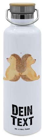 Mr. & Mrs. Panda Personalisierte Trinkflasche Igel händchenhaltend - Personalisierte Geschenke, Ehefrau, Trinkflasche bedrucken, Sportflasche
