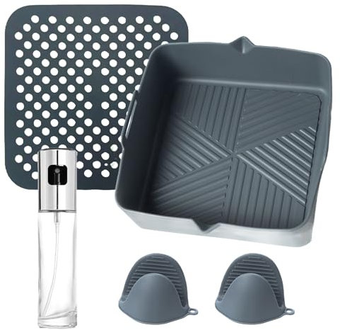 SANRUAIS® Molde Silicona Freidora De Aire 5,5l-10l [20,5 Cm] Moldes para Freidora De Aire Accesorios Freidora de Aire accesorios para freidoras de aire recipiente freidora de aire.