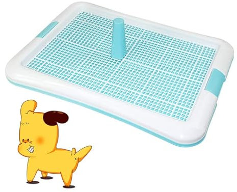 SMELL & SMILE Bandeja Sanitaria de Adiestramiento Inodoro Interior para Perros Aseo Mascotas Bandeja de Entrenamiento para Mascotas Orinal para Perros (64X47CM, Azul)