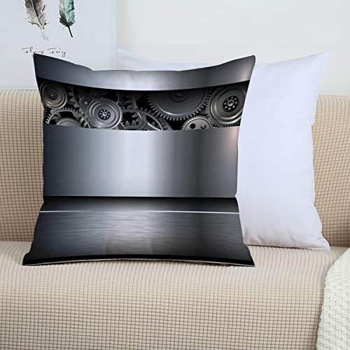 2er-Set Dekorativ Kissenbezug 45x45 cm,Industrial, Technological Gears Robotic Future Imagination,Polyester Kissenbezüge Dekokissen Kissenhülle Set Kissen Fall für Sofa Auto Schlafzimmer Zuhause Dekor