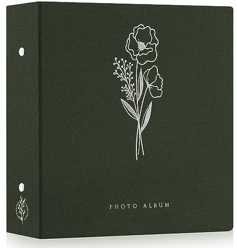 Lanpn Album Photo 11x15 11,5x15 1000 Pochette, Grand Geant Format Lin Tissu Album pour Horizontal Vertical Photos Vert