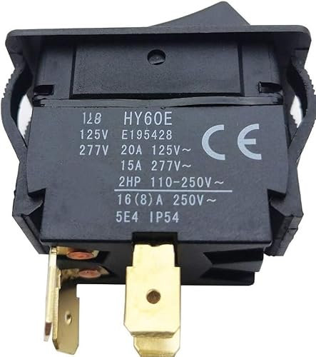LUbrel Interruttore a bilanciere, Interruttore Elettrico, ON-off Elettrico HY60E 4Pin DPST 125V 20A Interruttori a Pulsante bipolare a Lancio Singolo
