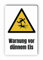 Warnzeichen (W043) Warnung vor dünnem Eis - Eckiges Warnschild mit Text - Warnschild mit Text - nach DIN EN ISO 7010