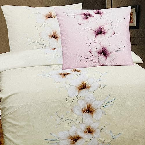 INDA-Exclusiv 4-er Set Mikrofaser Bettbezug Bettwäsche Bettwäsche Garnitur 135x200cm + 80x80cm mit Reißverschluss, Farben:Gelb