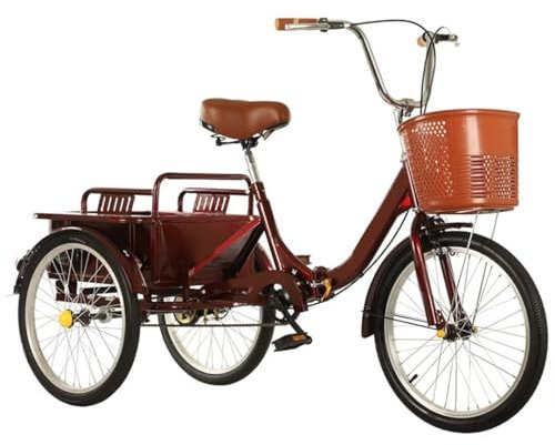 Ältere Pedal-Fahrrad-Rikscha-Roller-Trikes,Passagier-und Fracht Dreirad mit doppeltem Verwendungszweck,zusammenklappbares Tandem-Dreirad,maximale Tragfähigkeit 200kg,Sattel Lenker höhenverstellbar