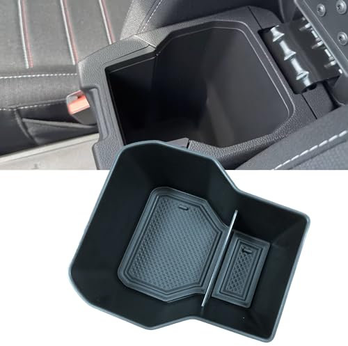 MEDZUK Armlehnen Kompatibel mit Dacia Sandero 3 | Sandero Stepway 3 2020-2024 2025 Mittelkonsole Aufbewahrungsbox, Handschuhfach Organizer Tray Zubehör mit Rutschfester Matte(Schwarz)