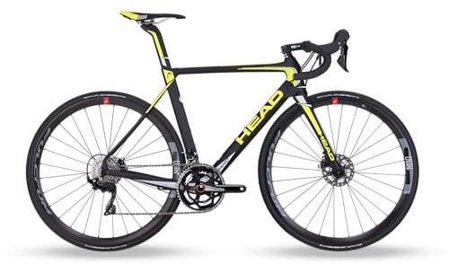 HEAD Unisex - Adult I-Speed Team Road Bike, Matt Black/Yellow, 56