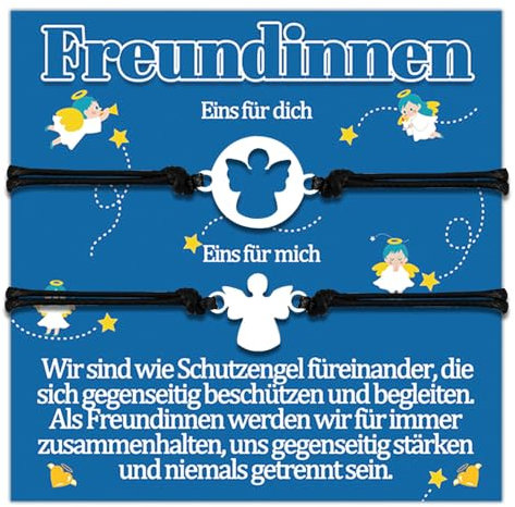 Freundin Armband Freundschaft Freundschaftsarmband Geschenke für Freundschaftsarmbänder Freundinnen Armbänder Geschenk zum Geburtstag Geschenkideen Schutzengel Schmuck Frauen Schmuckset für 2 Damen