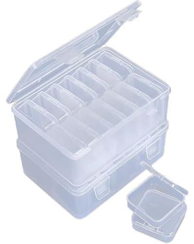 YBhuoo 2Pack Bead Organiser Storage Box, 30 Pieces Plastic Storage Cases, Mini Clear Bead Storage Containers, Transparent Craft Storage Boxes with Lid for Beads, Seeds, Craft, Jewelry and Small Items