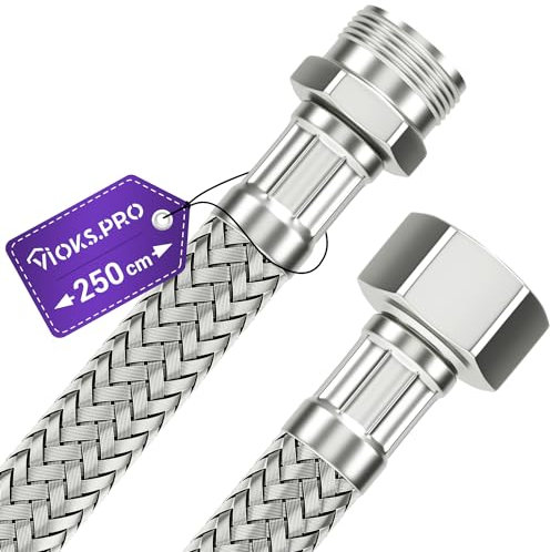 Viоks.pro Armaturenschlauch Verlängerung Schlauch 1/2 Zoll (19,3mm) AG x ÜM 250 cm - Wasseranschluss Verlängerung, 1/2 Zoll Verlängerung Schlauch für Küchenarmatur Wasserhahn Spülkasten WC