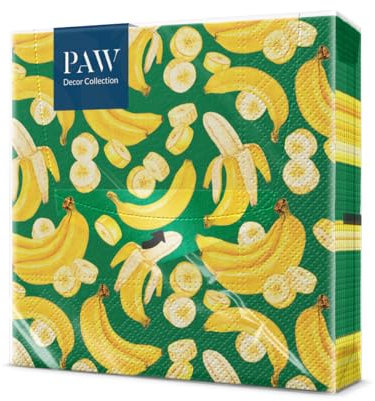 PAW - Servietten 3-lagig (33 x 33 cm) I 20 Stück I Perfekt für Geburtstage, Partys, Hochzeiten, Kommunion und Feiern I Tischdeko Bunte Papierservietten - Bananen Fruchtig I Banana Fever