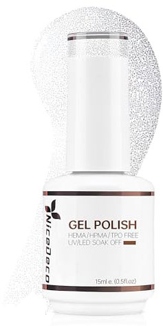 Nicedeco 15ml Glitzer Weiß Gel Nagellack UV Soak Off Gel Nagellack Gellack UV LED Gel Nail Polish 267