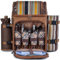 ALLCAMP Picknickkorb, Rucksack-Kühler für 4 Personen, mit 2 isolierten Kühltaschen, abnehmbarem Flaschen-/Weinhalter, Fleecedecke, Teller und Besteck für Familie, Paare, Freunde und Geschenke (braun)
