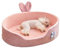 Niedliches Prinzessinnen-Hundebett, Rosafarbenes Haustierbett, Abnehmbares, Waschbares Hundeschlafbett, Rundes Hunde- und Katzenbett mit Hasenohren, Weiches, Bequemes,(M Suitable for 44.1‑110.2 Lb)