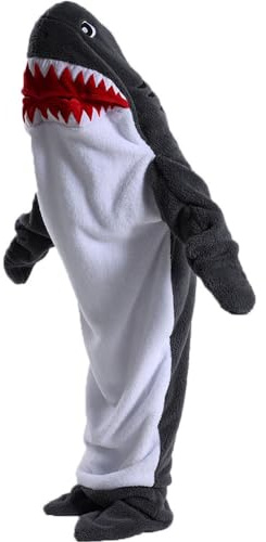 Ancokig Hai-Decke für Erwachsene, tragbare Hai-Decke, Hoodie, superweiche, tragbare Decke, Schlafsack, Cosplay, Hai-Kostüm, Decke, Geschenke