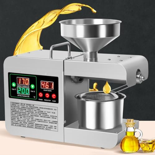 ZJFJMBD Pressa per Olio elettrica Automatica, Semi per estrattore di Olio di Noci in Acciaio Inossidabile 304, Estrattore di Olio di Semi per pressa a Caldo Freddo 820W