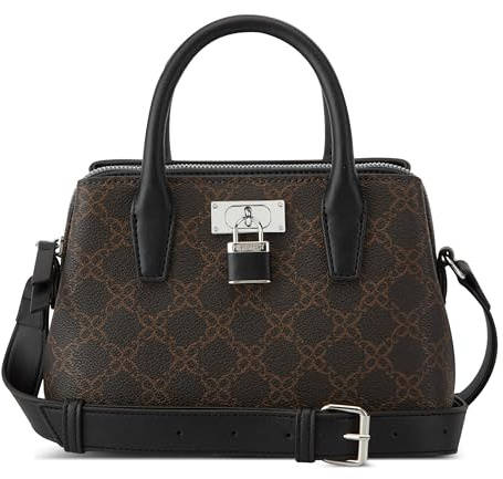Nine West Damen Josey MINI Satchel Crossbody, Braunes Logo/Schwarz
