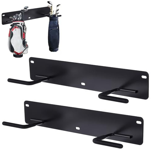 Yaocom Wall Mount Golf Bag Organizer Golf Bag Storage Rack for Garage Golf Bag Holder Hook Golf Bag Hangers for Garage Golfing Equipment and Accessories Golf Bag Stand for Garage Shed Basement (2 Pcs)