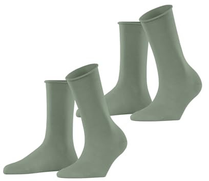 ESPRIT Damen Socken Basic Pure Multipack W So Baumwolle einfarbig 2 Paar, Grün Frosty Grey 7180, 35-38
