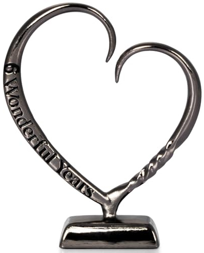 BESZONE 6 Year Anniversary Iron Gifts for Her, 6th Wedding Anniversary for Couples Gifts Steel for Him Wife Husband Men, Hand Forged Heart Iron Steel Art Keepsake Home Decor