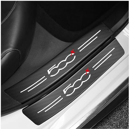 Generico 4 Pezzi Auto Fibra di Carbonio battitacco Protector Sticker per Fiat 500X, Anti-Graffio Scuff Adesivi Styling Protezione Accessori