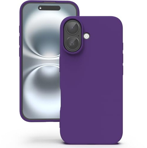 YATWIN Silicone Case for iPhone 16 Plus, Soft-Touch, Shockproof, DustProof, Antiskid Full Body Armour Phone Cover for Apple iPhone 16 Plus - Purple