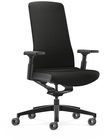 Interstuhl Pure Fashion Edition – Der Bürostuhl der Sich an Gewicht und Bewegung anpasst – ausgestattet mit der nachgewiesen ergonomischen Smart-Spring Technologie (4D-Armlehnen, Black | Black)